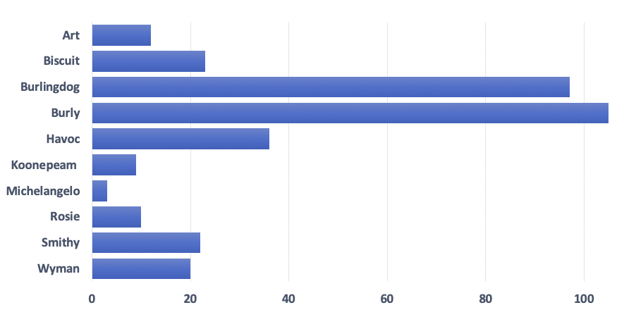 dog name race graph